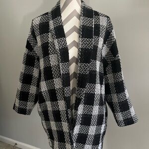 Stylish Luster S/M Black and White Women's Coat